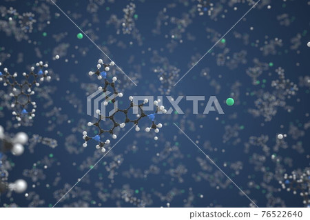 Molecule of crystal violet, ball-and-stick molecular model. Scientific 3d rendering Molecule of crystal violet, ball-and-stick molecular model. Scientific 3d rendering 76522640