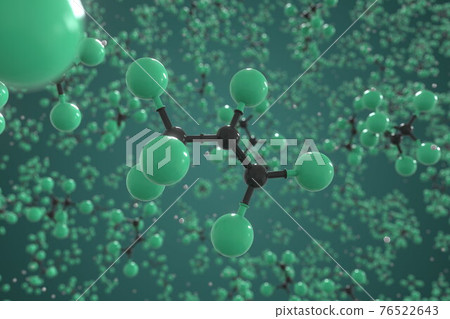 Molecule of hexachloropropene, ball-and-stick molecular model. Scientific 3d rendering Molecule of hexachloropropene, ball-and-stick molecular model. Scientific 3d rendering 76522643