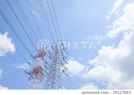 Red and white steel towers 76527663