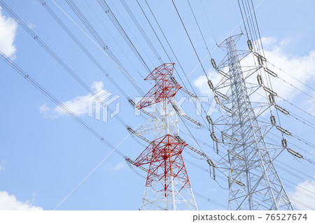 Red and white steel towers Red and white steel towers 76527674