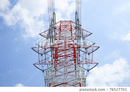 Red and white steel towers 76527701