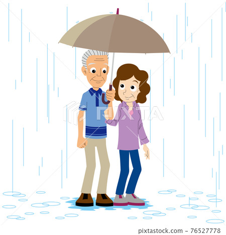 下雨天約會的老夫妻 76527778