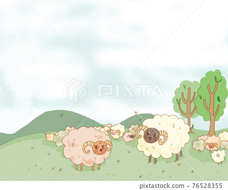 Sheep and lawn. Sheep and lawn. 76528355