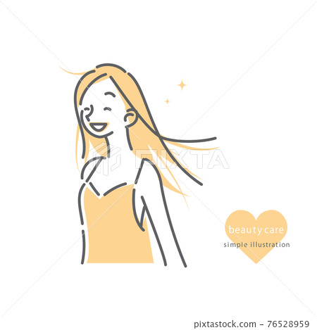 Simple and natural line drawing illustration of a woman in a camisole 76528959