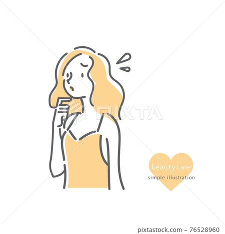 Simple and natural line drawing illustration of a woman in a camisole 76528960