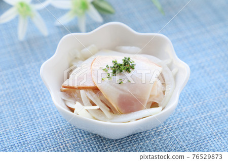 醃製新洋蔥和火腿 醃製新洋蔥和火腿 76529873