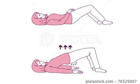 Illustration of a woman doing pelvic floor muscle exercises 76529987