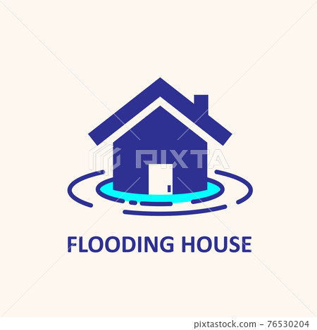 flooding house icon illustration vector on white background	 76530204