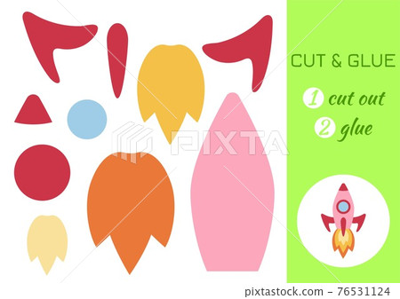 Cut and glue paper cartoon pink rocket. Cut and paste craft activity page. Educational game for preschool children. DIY worksheet. Kids logic game, activities jigsaw. Vector stock illustration. Cut and glue paper cartoon pink rocket. Cut and paste craft activity page. Educational game for preschool children. DIY worksheet. Kids logic game, activities jigsaw. Vector stock illustration. 76531124