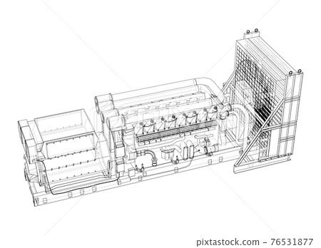 Large industrial diesel generator. Vector 76531877