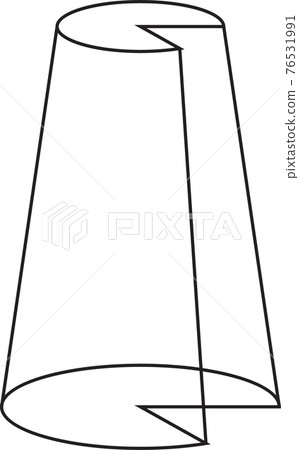 Illustration vector of a three-dimensional figure with a truncated cone cut Illustration vector of a three-dimensional figure with a truncated cone cut 76531991
