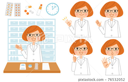 Pharmacist illustration set 76532052