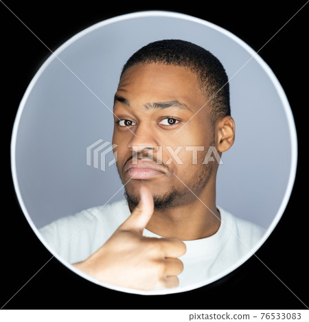 male grooming facial skincare african man thumb up 76533083