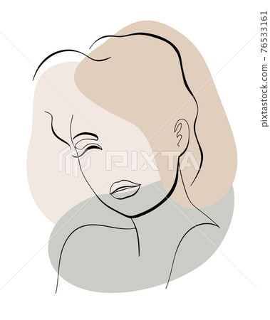 Fashion lineart portrait of young beautiful woman 76533161
