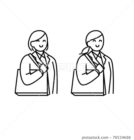 Illustration material of the person who puts a bag on the shoulder Illustration material of the person who puts a bag on the shoulder 76534686