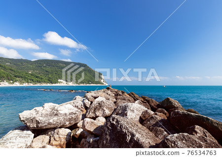 Beautiful view of the coast of riviera del Conero. Sirolo, Italy Beautiful view of the coast of riviera del Conero. Sirolo, Italy 76534763