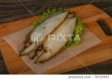 Delicous smoked halibut slices snack Delicous smoked halibut slices snack 76534841
