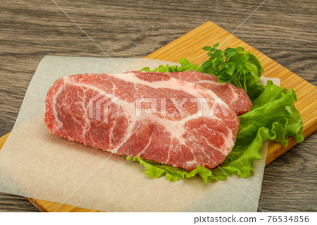 Raw pork meat neck steack Raw pork meat neck steack 76534856