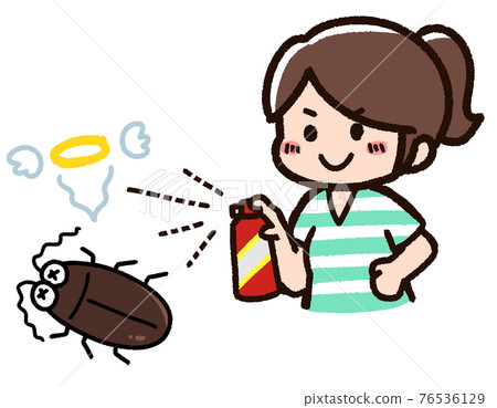 Female cockroach using pesticides Female cockroach using pesticides 76536129