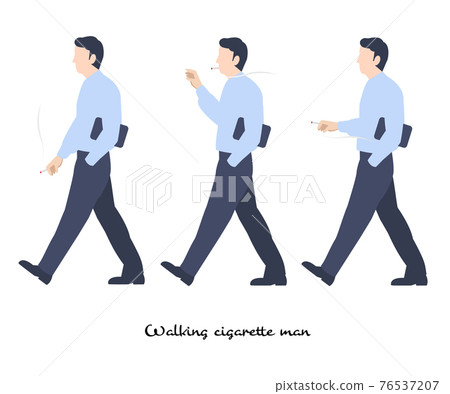 Walking tobacco man cigarette smoke vector illustration Walking tobacco man cigarette smoke vector illustration 76537207