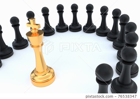 Golden King surrounded by black pawns - chess trap concept Golden King surrounded by black pawns - chess trap concept 76538347
