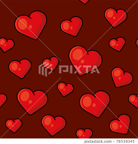 Heart Seamless Pattern on Red Background. Vector 76539345