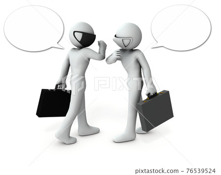 A businessman who touches his elbow to prevent infection. White background. 3D rendering A businessman who touches his elbow to prevent infection. White background. 3D rendering 76539524