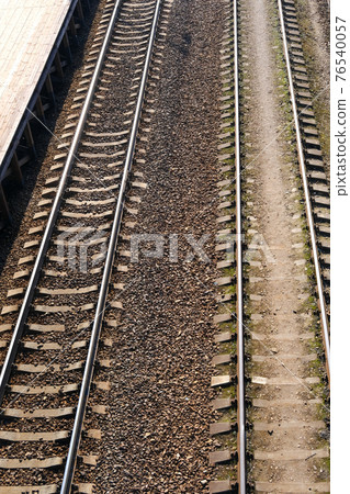 Railroad Crossing Close Up Goes To Horizon Railroad Crossing Close Up Goes To Horizon 76540057