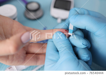 Blood glucose test is taken from patient Blood glucose test is taken from patient 76540444
