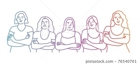 Sport young girls stand with crossed arms. Sport young girls stand with crossed arms. 76540701