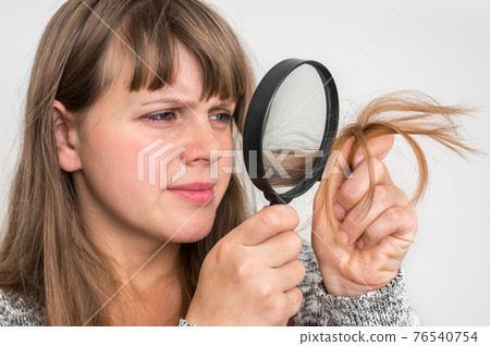Hair problems - brittle, damaged, dry and loss hair concept 76540754