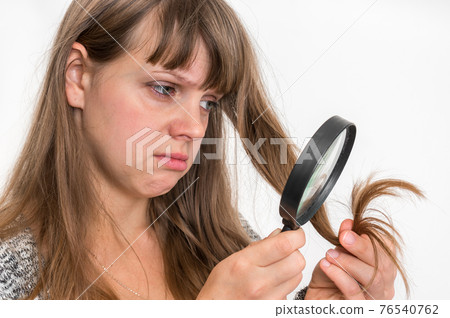 Hair problems - brittle, damaged, dry and loss hair concept 76540762