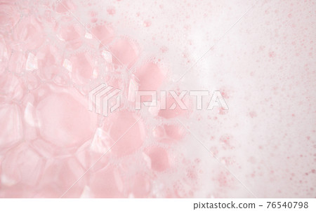 White foam bubbles texture on pink pastel background, copy space, banner for loundry, cleaning service, bathroom concept, clean, wash - liquid soap, shower gel, shampoo 76540798