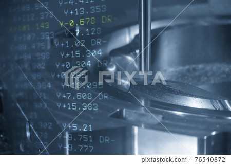 Abstract scene of CNC milling machine and G-code data. Abstract scene of CNC milling machine and G-code data. 76540872