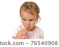 Little baby with finger inside mouth 76540908