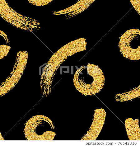 Seamless pattern with golden hand drawn smears, paint brushes . Vector 76542310