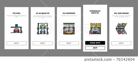 Underground Parking Onboarding Icons Set Vector Underground Parking Onboarding Icons Set Vector 76542604