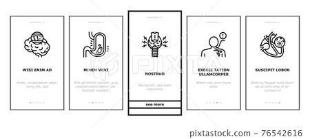 Disease Human Problem Onboarding Icons Set Vector - Stock Illustration ...
