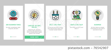 Energy Saving Tool Onboarding Icons Set Vector - Stock Illustration ...