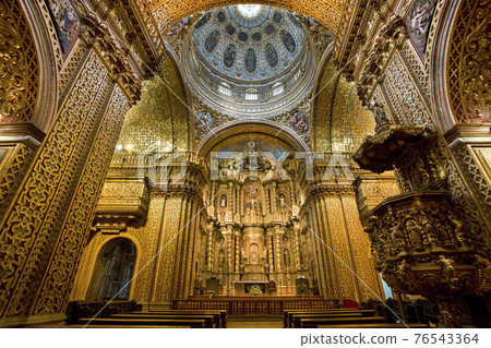 Interior of La Compania Jesuit Church - Quito - Ecuador Interior of La Compania Jesuit Church - Quito - Ecuador 76543364
