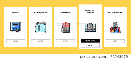 Welding Machine Tool Onboarding Icons Set Vector 76543679
