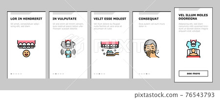 Tooth Braces Accessory Onboarding Icons Set Vector Tooth Braces Accessory Onboarding Icons Set Vector 76543793