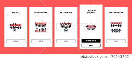 Tooth Braces Accessory Onboarding Icons Set Vector 76543795