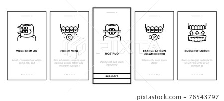 Tooth Braces Accessory Onboarding Icons Set Vector Tooth Braces Accessory Onboarding Icons Set Vector 76543797
