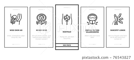 Prostatitis Disease Onboarding Icons Set Vector 76543827
