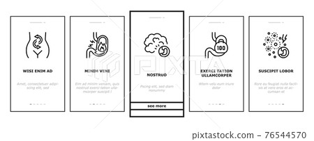 Digestion Disease And Treatment Onboarding Icons Set Vector 76544570