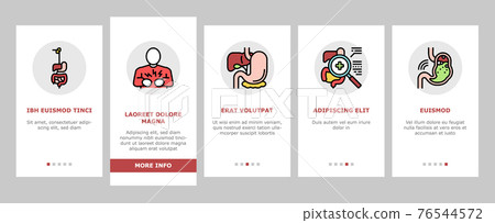 Digestion Disease And Treatment Onboarding Icons Set Vector 76544572