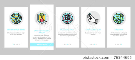 Probiotics Bacterium Onboarding Icons Set Vector Probiotics Bacterium Onboarding Icons Set Vector 76544695