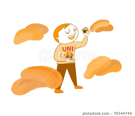 一個男孩美味地吃壽司 76544749