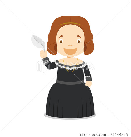 Mary Shelley cartoon character. Vector Illustration. Kids History Collection. Mary Shelley cartoon character. Vector Illustration. Kids History Collection. 76544825